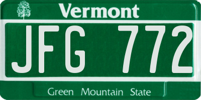 VT license plate JFG772