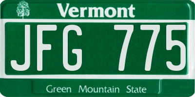 VT license plate JFG775
