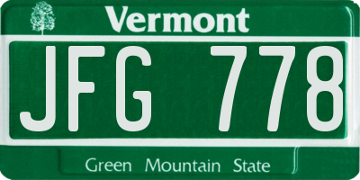 VT license plate JFG778
