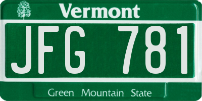 VT license plate JFG781