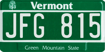 VT license plate JFG815