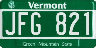 VT license plate JFG821
