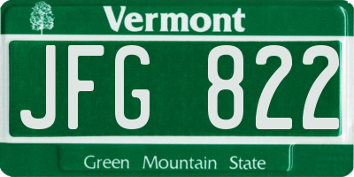 VT license plate JFG822