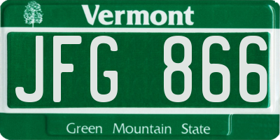VT license plate JFG866