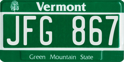 VT license plate JFG867