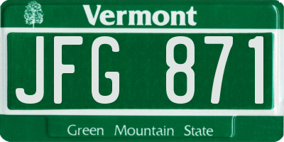 VT license plate JFG871