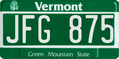 VT license plate JFG875
