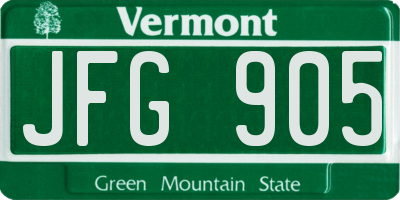 VT license plate JFG905