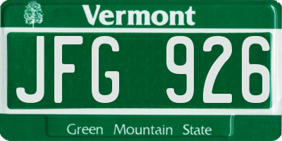 VT license plate JFG926