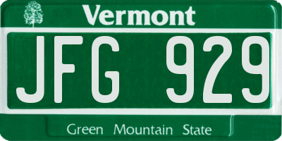 VT license plate JFG929