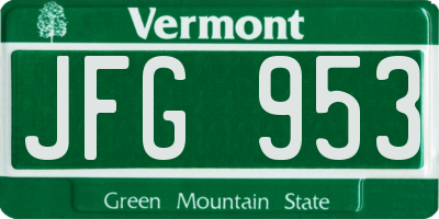 VT license plate JFG953