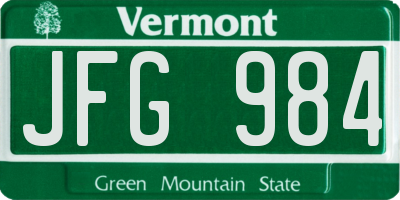 VT license plate JFG984