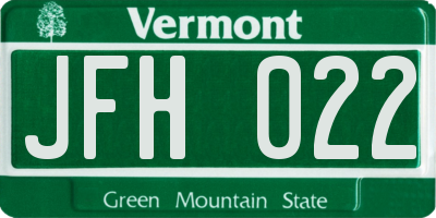 VT license plate JFH022