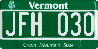 VT license plate JFH030