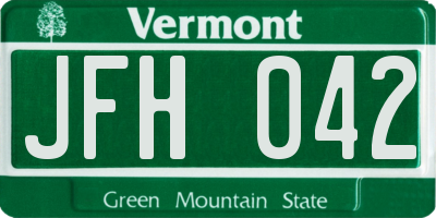 VT license plate JFH042