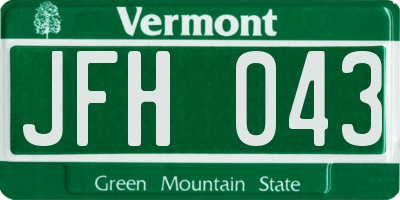 VT license plate JFH043