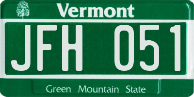 VT license plate JFH051