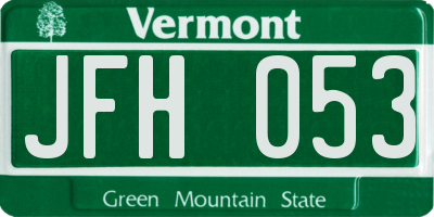 VT license plate JFH053