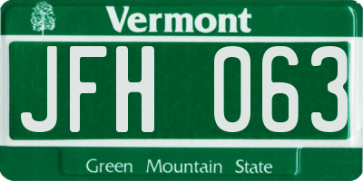 VT license plate JFH063