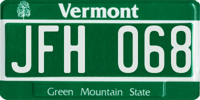 VT license plate JFH068