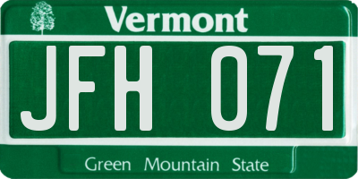 VT license plate JFH071