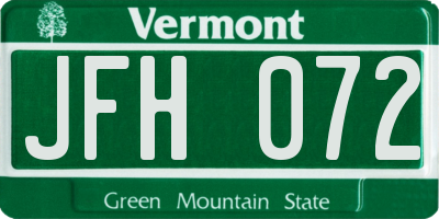 VT license plate JFH072