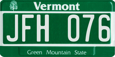 VT license plate JFH076