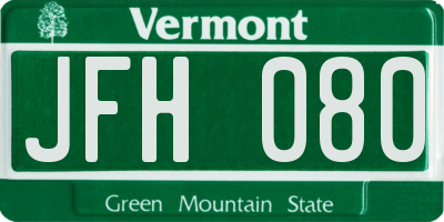 VT license plate JFH080