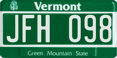VT license plate JFH098