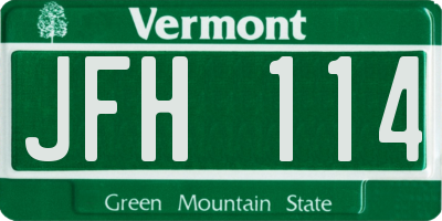 VT license plate JFH114