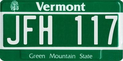 VT license plate JFH117