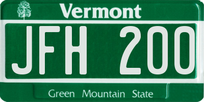VT license plate JFH200