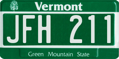 VT license plate JFH211
