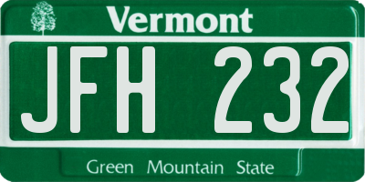 VT license plate JFH232