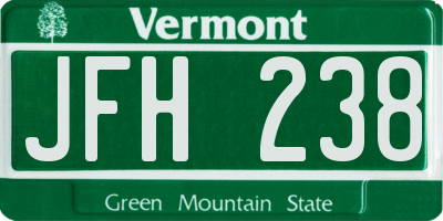 VT license plate JFH238