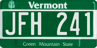 VT license plate JFH241