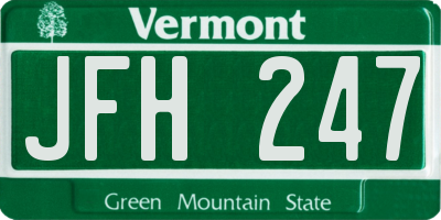 VT license plate JFH247