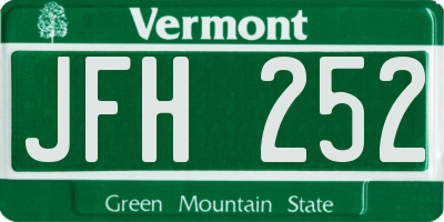 VT license plate JFH252