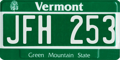VT license plate JFH253