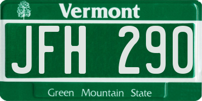 VT license plate JFH290