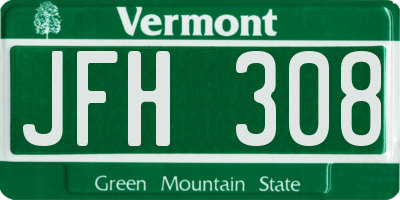 VT license plate JFH308