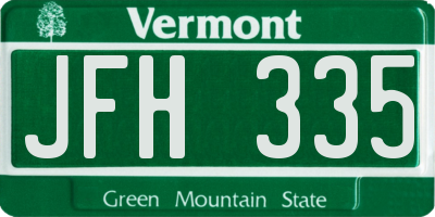 VT license plate JFH335