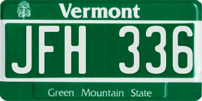 VT license plate JFH336