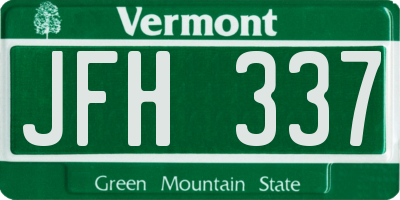 VT license plate JFH337