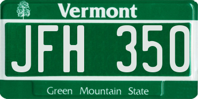 VT license plate JFH350