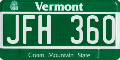 VT license plate JFH360