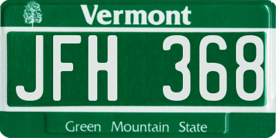 VT license plate JFH368