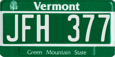 VT license plate JFH377
