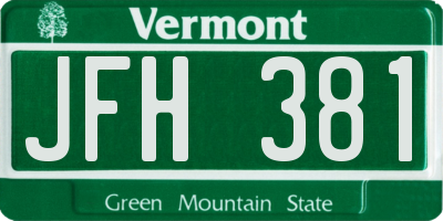VT license plate JFH381