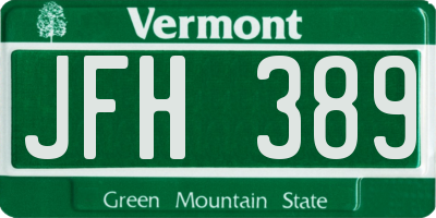 VT license plate JFH389